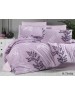 Полуторный комплект постельного белья сиреневого цвета с листьями на ветвях, Ранфорс
