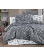 Постель полуторная серого цвета с узором цветов