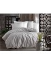 Полуторный комплект постельного белья серого цвета с принтом решетки, Ранфорс