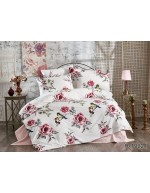 Постель полуторная с цветами и птичками