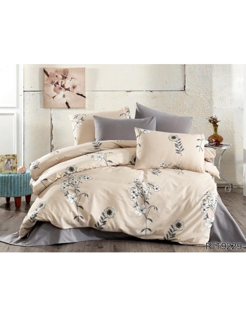 Полуторний комплект постільної білизни з квітковим принтом, Ранфорс