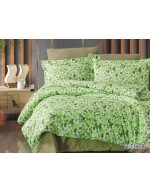 Постіль полуторна зеленого кольору з квітами
