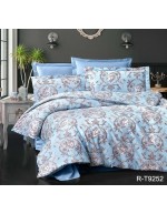 Постіль полуторна блакитного кольору з абстрактним принтом