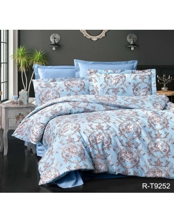 Постіль полуторна блакитного кольору з абстрактним принтом