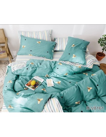 Постіль полуторна бірюзового кольору з бджолами