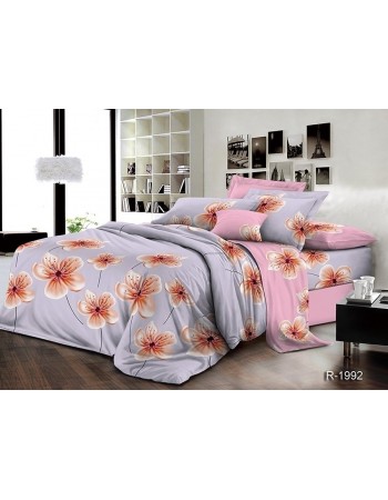 Постель полуторная серого цвета с цветами