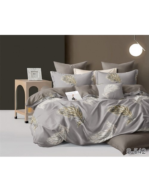 Полуторний комплект постільної білизни з пір'ячками, Сатин люкс