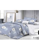 Постель полуторная голубого цвета с цветами