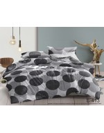 Постель полуторная серого цвета в горошек