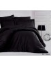 Полуторний комплект постільної білизни однотонна чорного кольору, Сатин страйп
