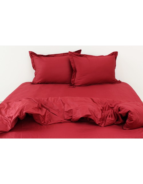 Полуторний комплект постільної білизни однотонна червоного кольору, Сатин люкс