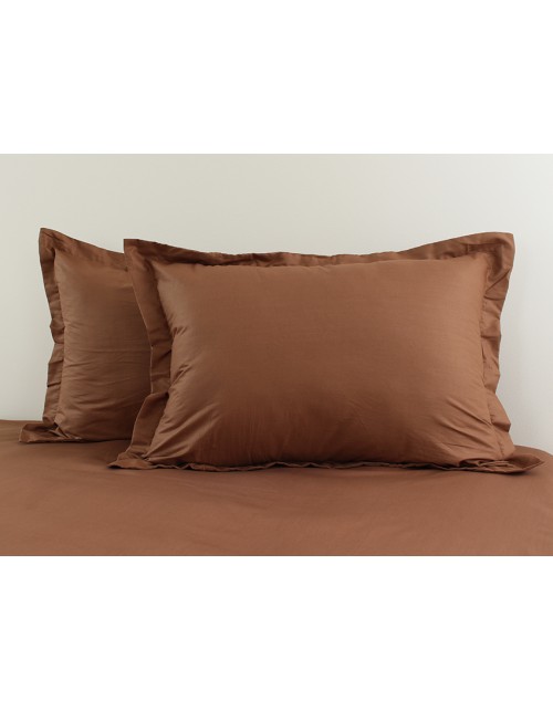 Полуторний комплект постільної білизни однотонна коричневого кольору, Сатин люкс