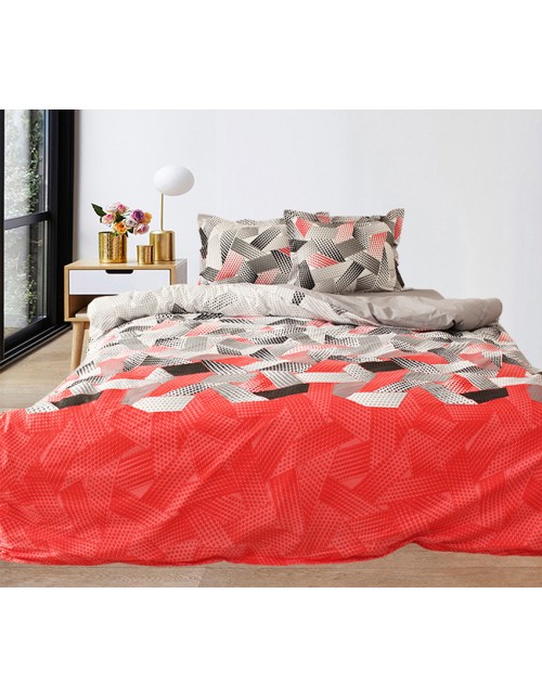 Полуторний комплект постільної білизни різнокольорові з абстрактним візерунком, Ранфорс