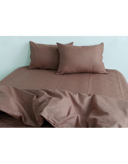 Полуторний комплект постільної білизни однотонна світло-коричневого кольору, Ранфорс