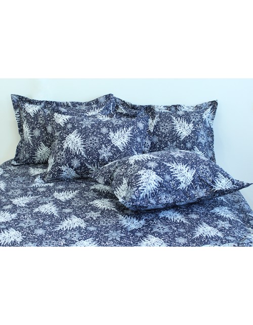 Полуторний комплект постільної білизни зі сніжинками, Ранфорс
