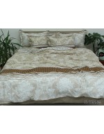 Постіль полуторна бежевого кольору з абстрактним принтом