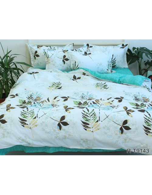 Полуторний комплект постільної білизни з листям на гілках, Ранфорс