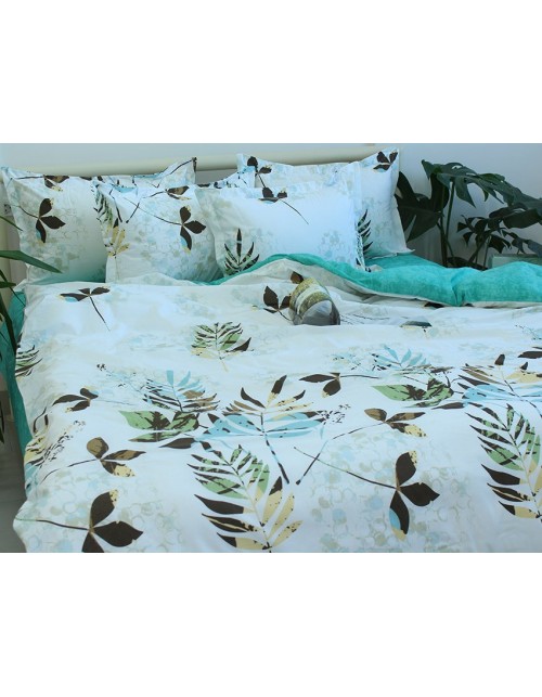 Полуторний комплект постільної білизни з листям на гілках, Ранфорс