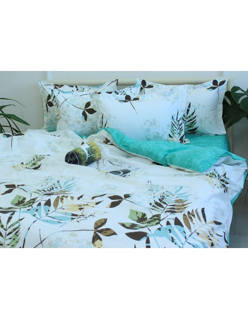 Полуторний комплект постільної білизни з листям на гілках, Ранфорс