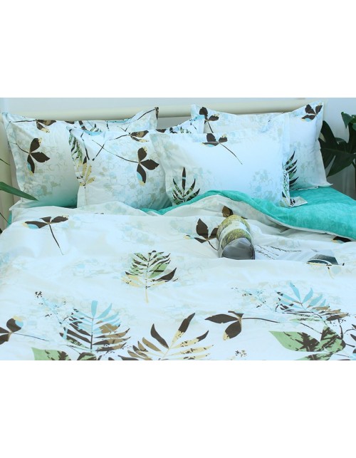 Полуторний комплект постільної білизни з листям на гілках, Ранфорс