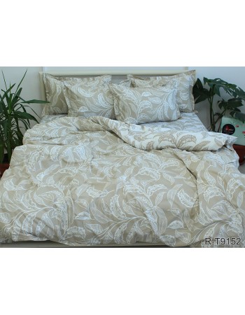 Постіль полуторна бежевого кольору з квітковим візерунком