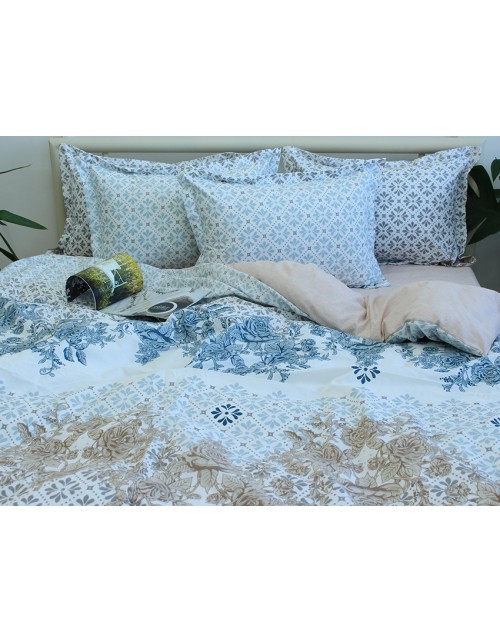 Полуторний комплект постільної білизни з квітковим візерунком, Ранфорс