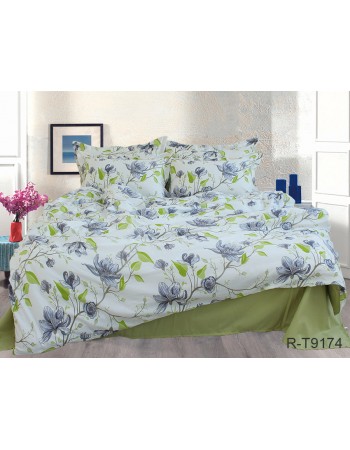 Постіль полуторна білого кольору з квітковим принтом