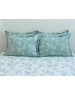 Полуторный комплект постельного белья бирюзового цвета с цветочным принтом, Ранфорс