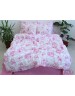Полуторний комплект постільної білизни рожевого кольору з квітами, Ранфорс