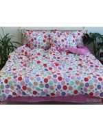 Постіль полуторна у різнобарвний горошок
