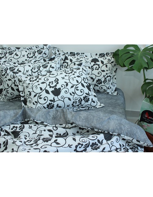 Полуторний комплект постільної білизни з квітковим візерунком, Ранфорс