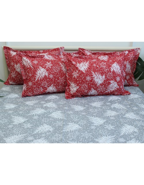 Полуторний комплект постільної білизни з новорічним принтом, Ранфорс