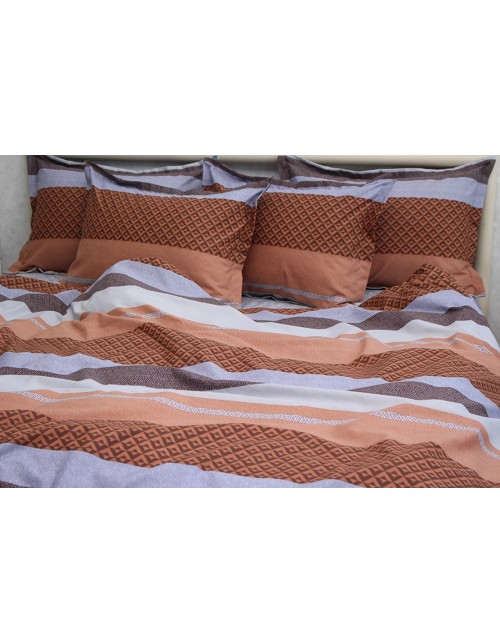 Полуторний комплект постільної білизни у різнокольорову смужку, Ранфорс