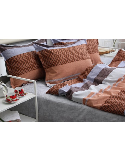 Полуторний комплект постільної білизни у різнокольорову смужку, Ранфорс