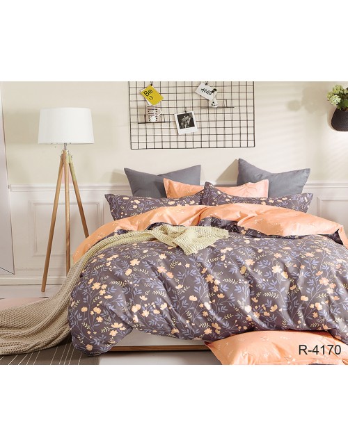 Полуторный комплект постельного белья с цветочками, Ранфорс