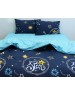 Полуторний комплект постільної білизни темно-синього кольору із зірками, Ранфорс