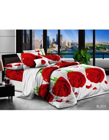 Постель полуторная белого цвета с розами