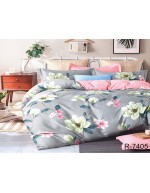 Постель полуторная серого цвета с цветами