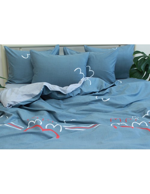 Полуторный комплект постельного белья серого цвета, Сатин люкс