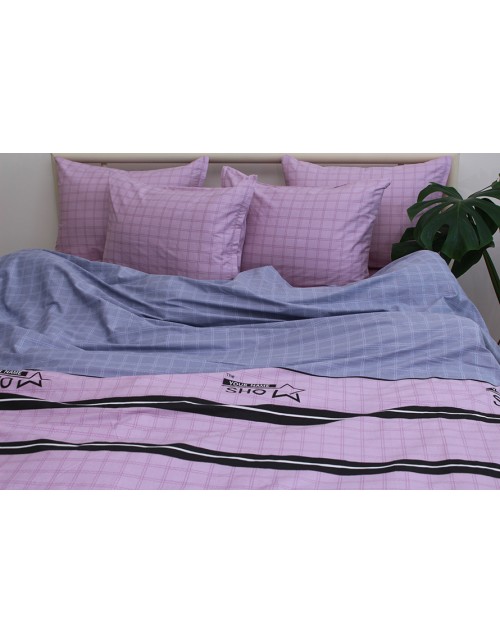 Полуторный комплект постельного белья в клеточку, Сатин люкс