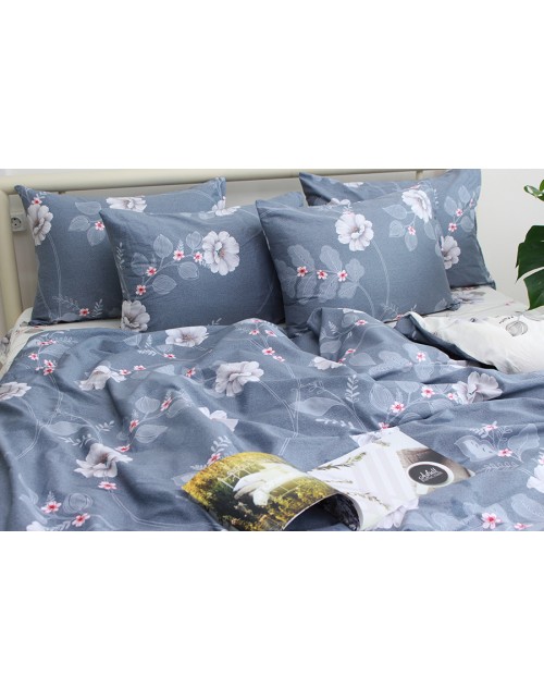 Полуторний комплект постільної білизни з квітковим візерунком, Сатин люкс