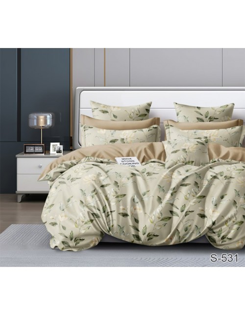 Полуторний комплект постільної білизни з квітковим принтом, Сатин люкс