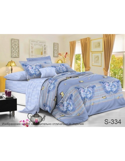 Полуторный комплект постельного белья серого цвета с бабочками, Сатин люкс