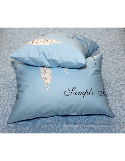 Полуторный комплект постельного белья голубого цвета, Сатин люкс