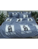 Постель полуторная серого цвета в полоску