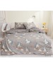 Полуторный комплект постельного белья серого цвета с единорогами, Сатин люкс