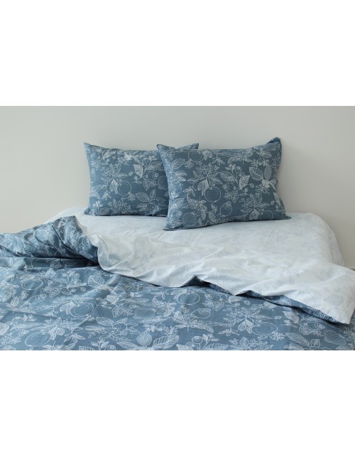 Полуторный комплект постельного белья с узорами цветов, Сатин люкс