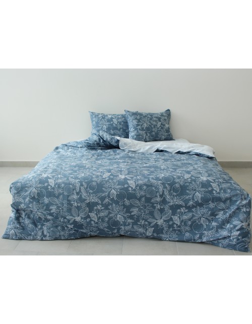 Полуторный комплект постельного белья с узорами цветов, Сатин люкс