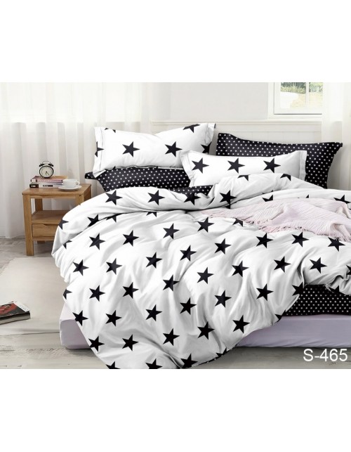 Полуторный комплект постельного белья со звездочками, Сатин люкс