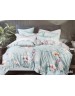 Полуторний комплект постільної білизни блакитного кольору з квітами, Сатин люкс